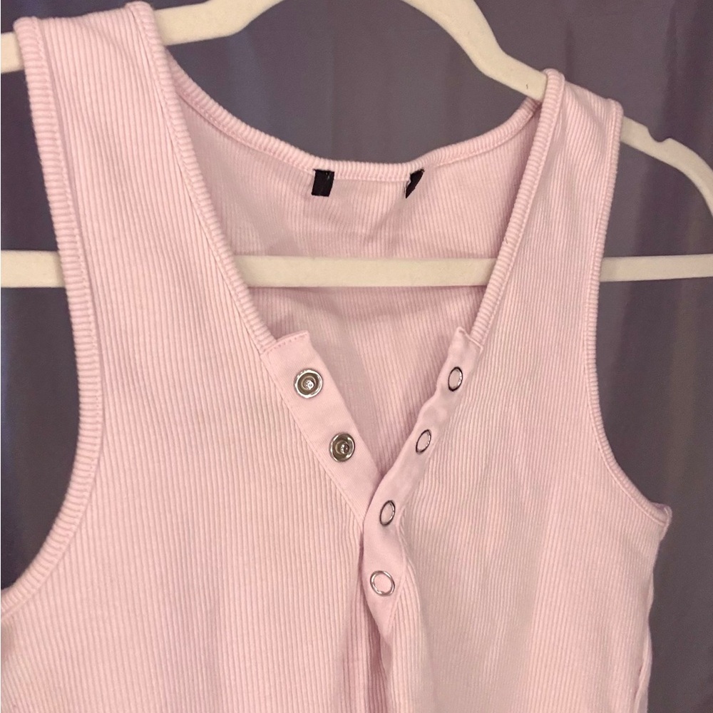 Pink Sleeveless Ribbed Top - Picture 3 of 6